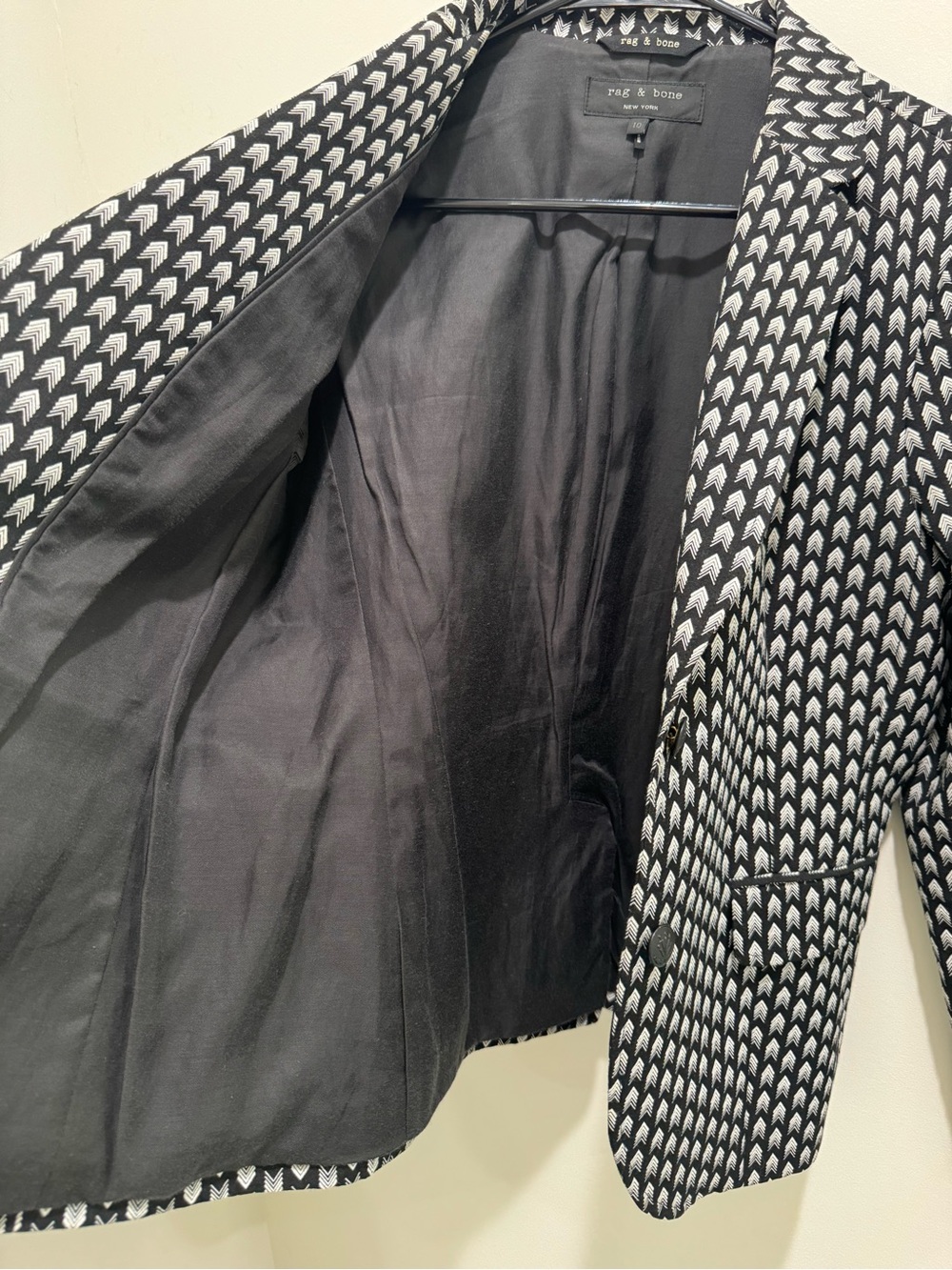 Rag & Bone Bailey Chevron Arrow Print Wool Blend Blazer Jacket Size 10 - Picture 3 of 12